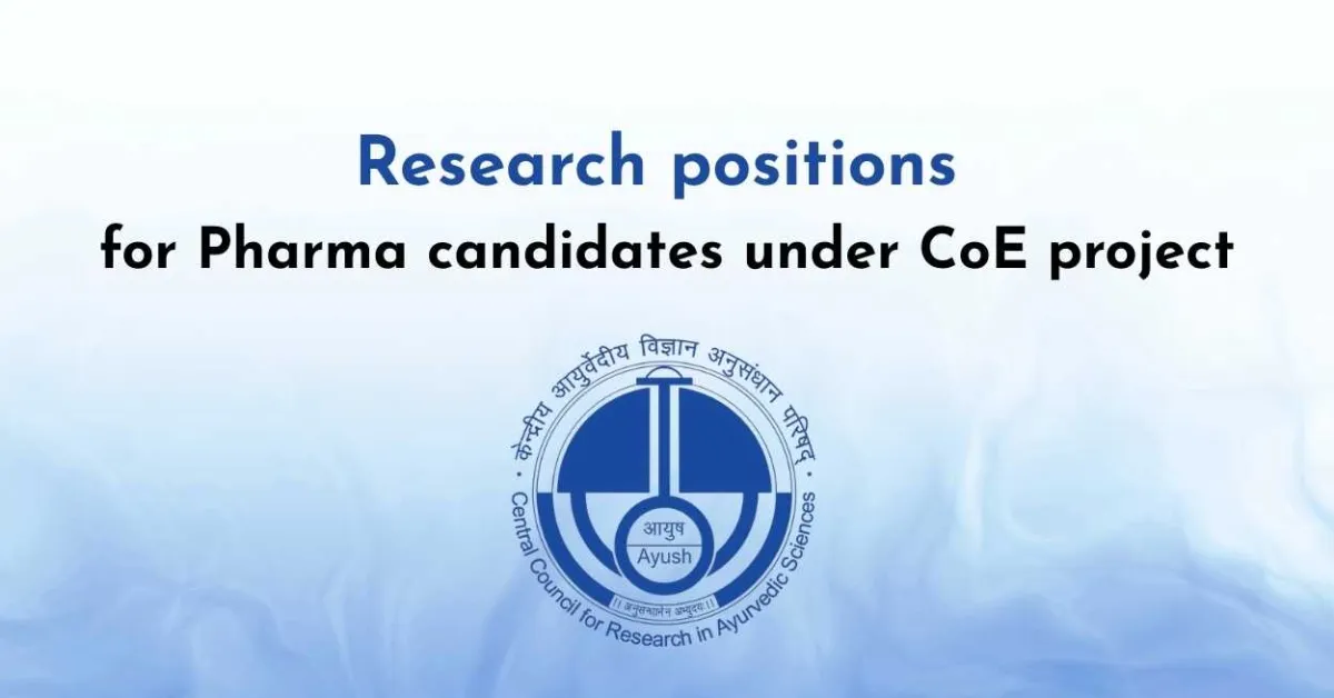 Research positions for Pharma candidates under CoE project at CARI