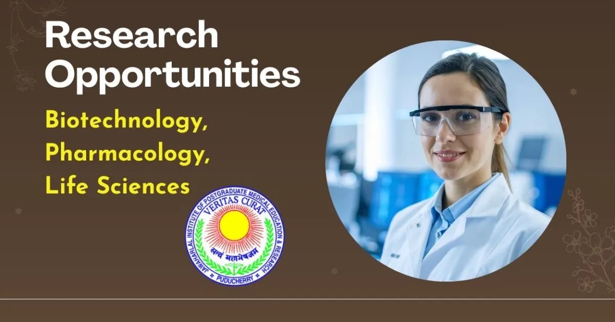 Advertisement for Biotechnology, Pharmacology, Life Sciences candidates at JIPMER