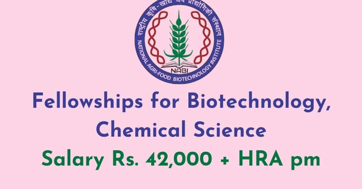Fellowships for Biotechnology, Chemical Science at BRIC-NABI