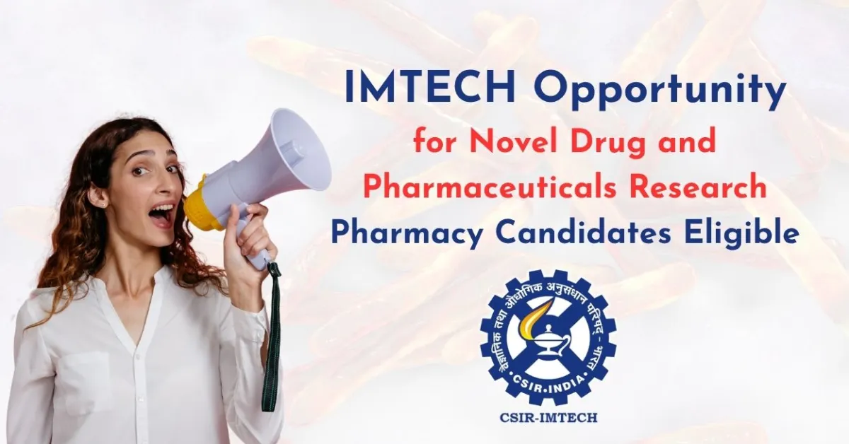 Opportunity in Novel Drug and Pharmaceuticals Research for Pharma candidates at IMTech