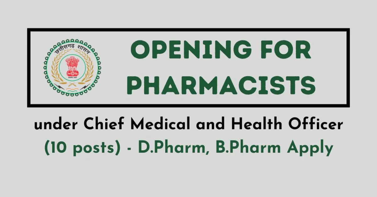 Recruitment for Pharmacists under Office of the CMHO