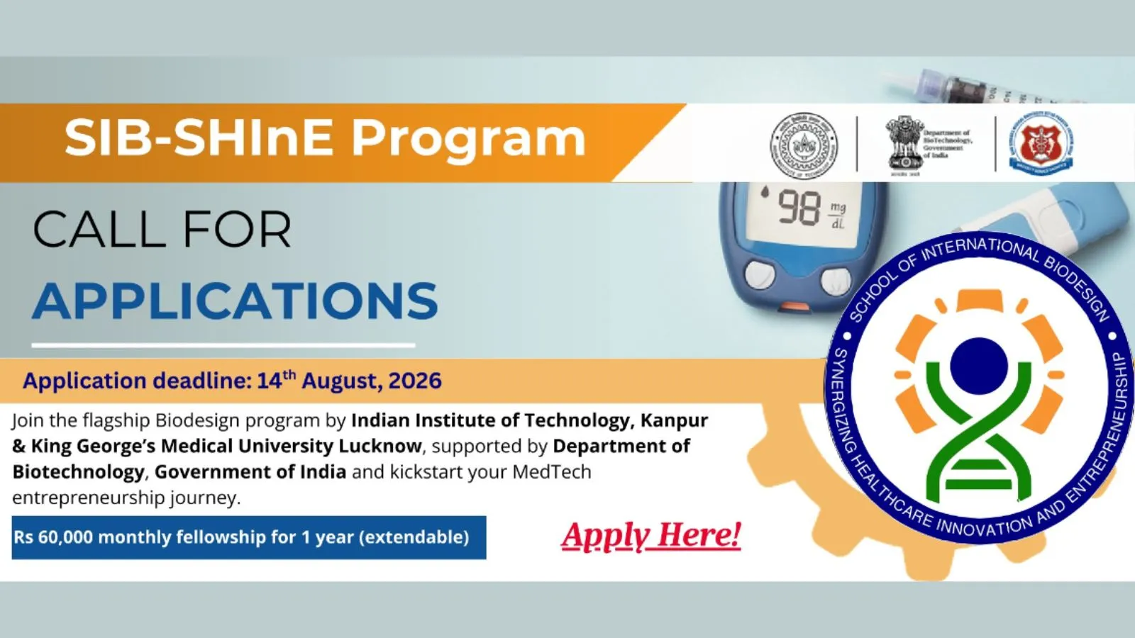 SIB-SHInE Biodesign program by IIT Kanpur and KGMU Lucknow