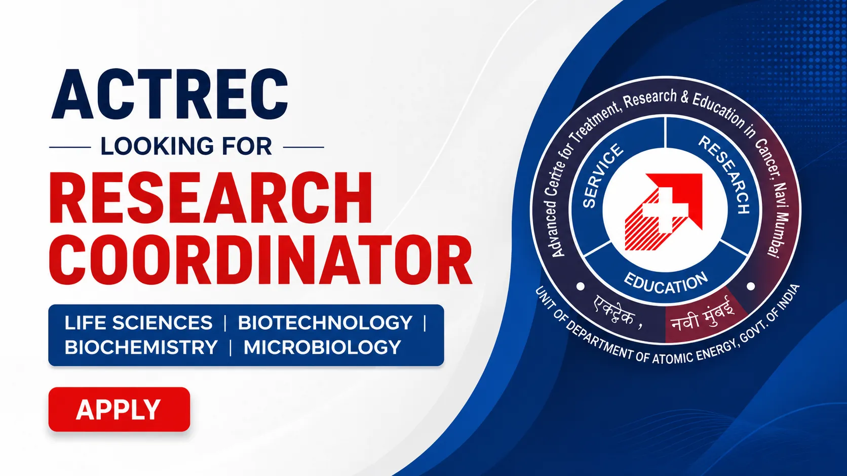 ACTREC looking for Research Coordinator
