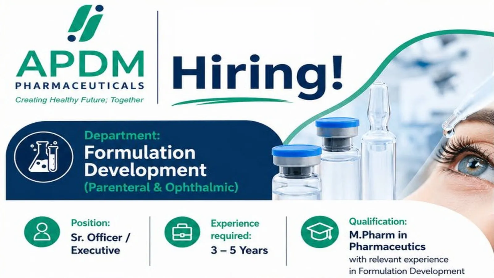 APDM Pharma Hiring Formulation Development Sr. Officer / Executive