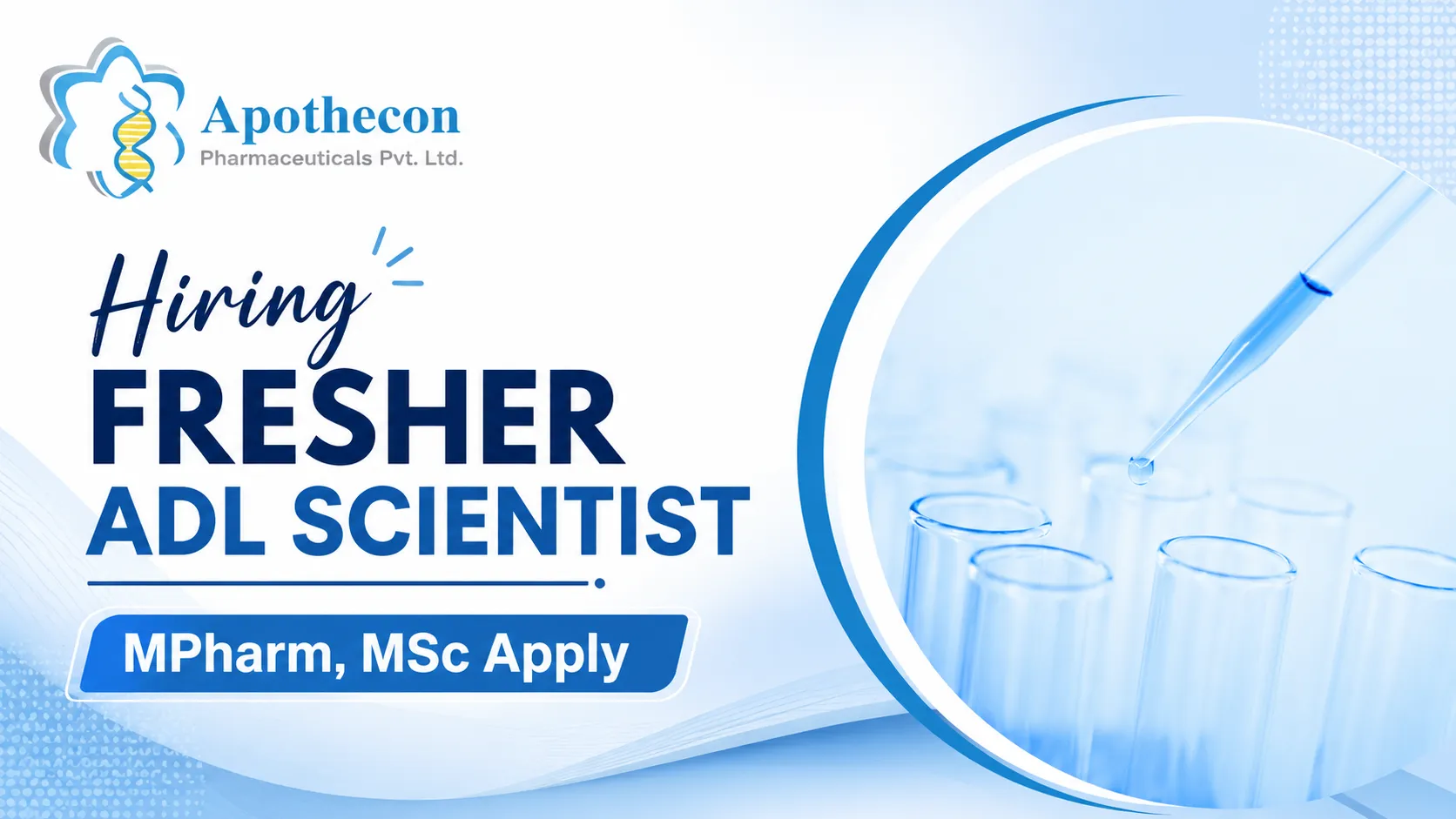 APOTHECON PHARMA Hiring Fresher ADL Scientist