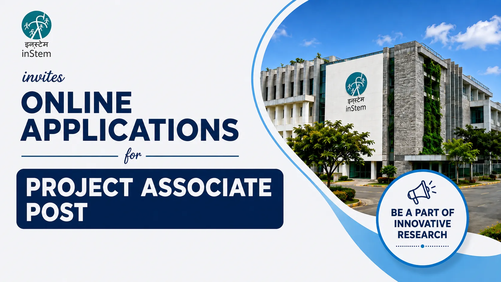BRIC-inStem invites online applications for Project Associate Post