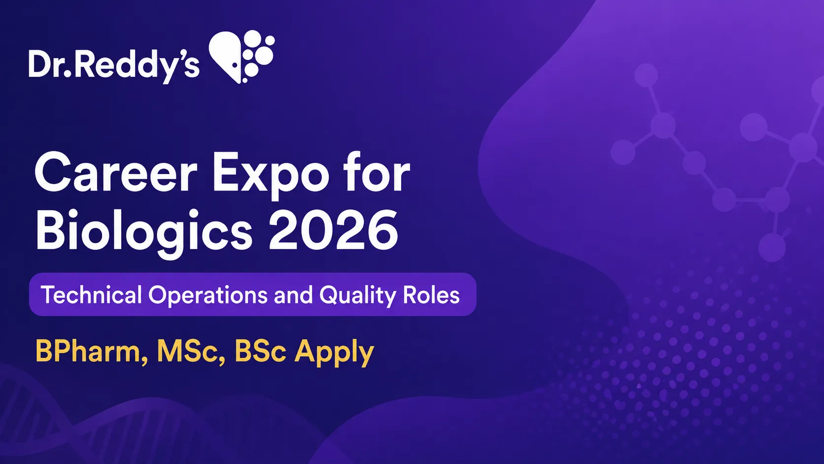 opportunity in Technical Operations and Quality Roles at Dr. Reddys Laboratories