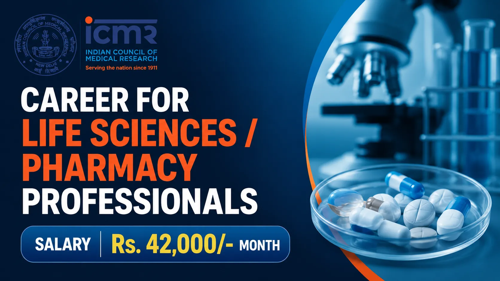 Career for Life Sciences / Pharmacy Professionals at ICMR
