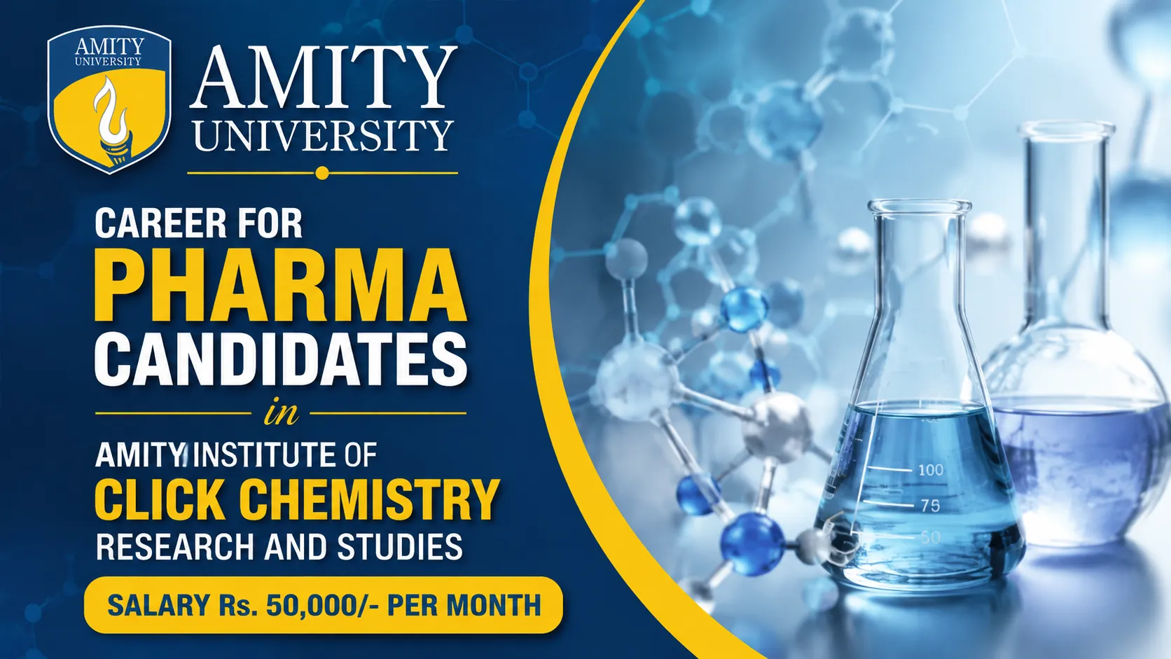 Career for Pharma candidates in Amity Institute of Click Chemistry Research and Studies