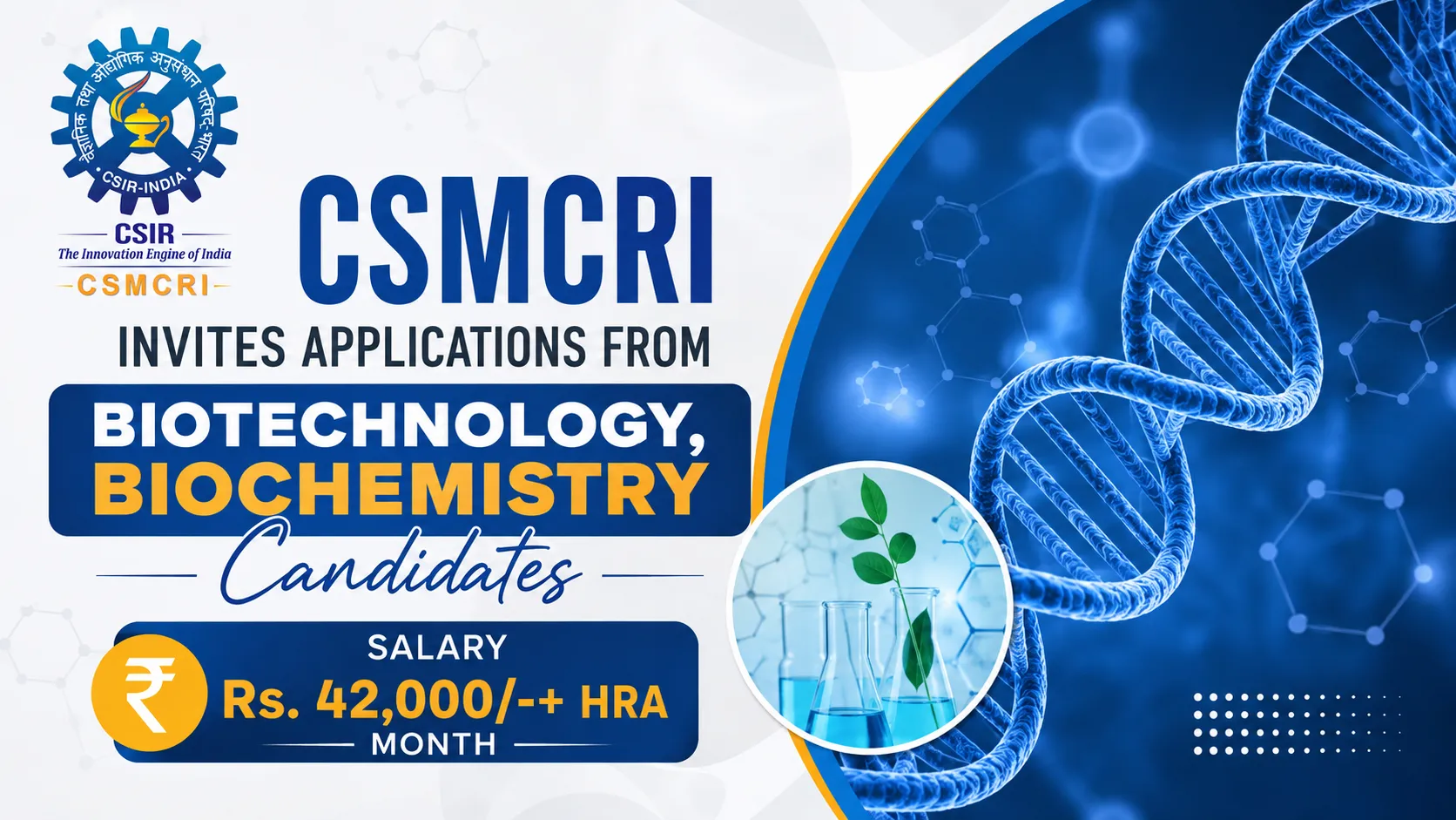 CSMCRI invites applications from Biotechnology, Biochemistry candidates
