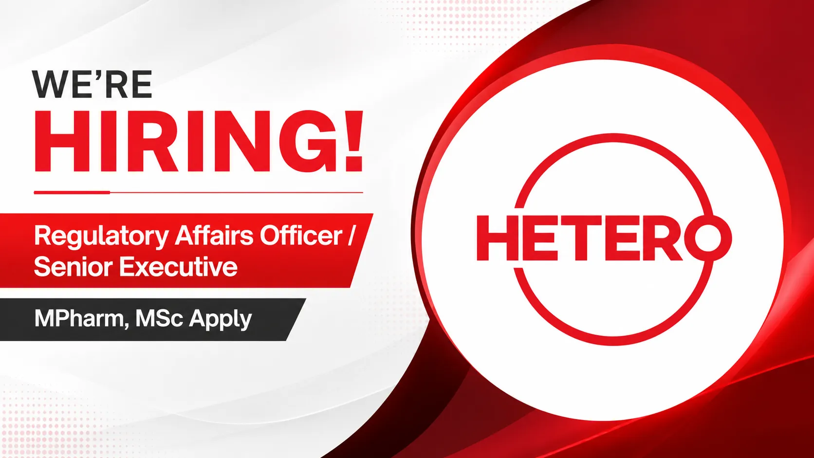 Hetero Hiring Regulatory Affairs Officer / Senior Executive