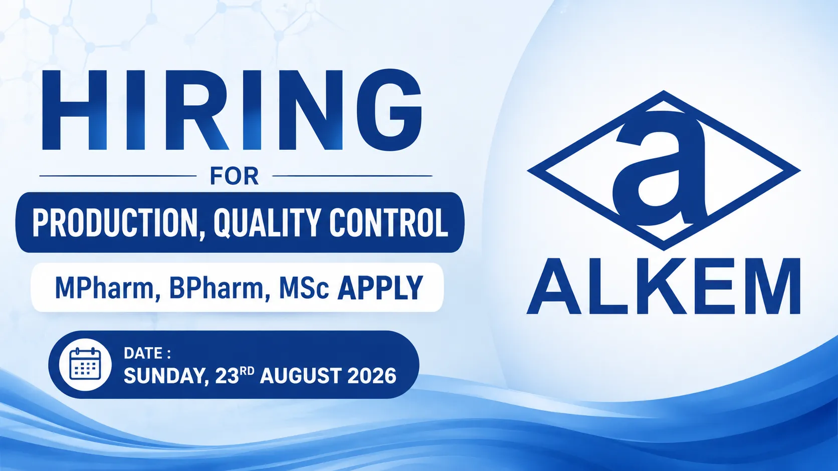 Hiring for Production, Quality Control at Alkem Laboratories