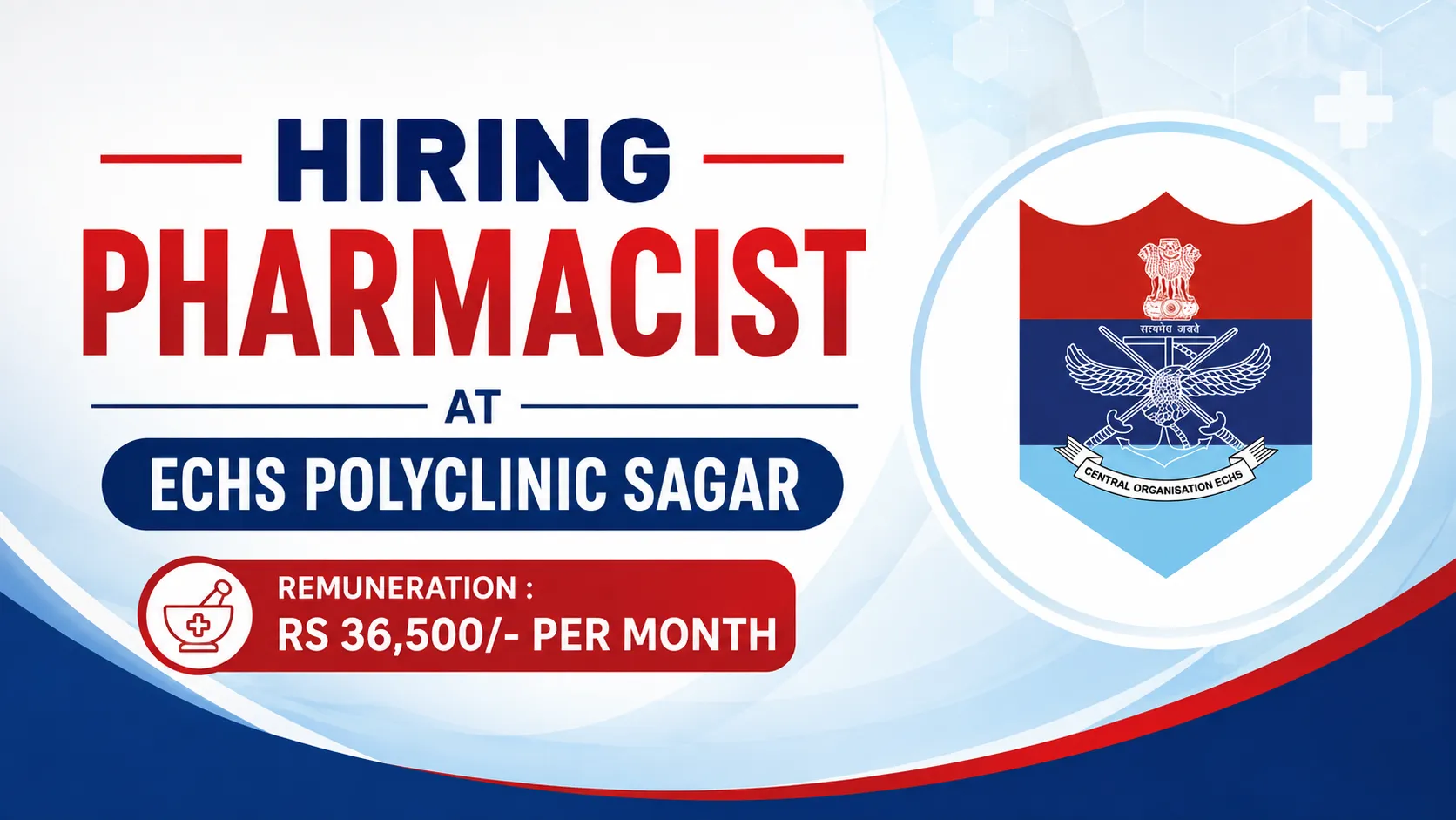 Hiring Pharmacist at ECHS Polyclinic Sagar