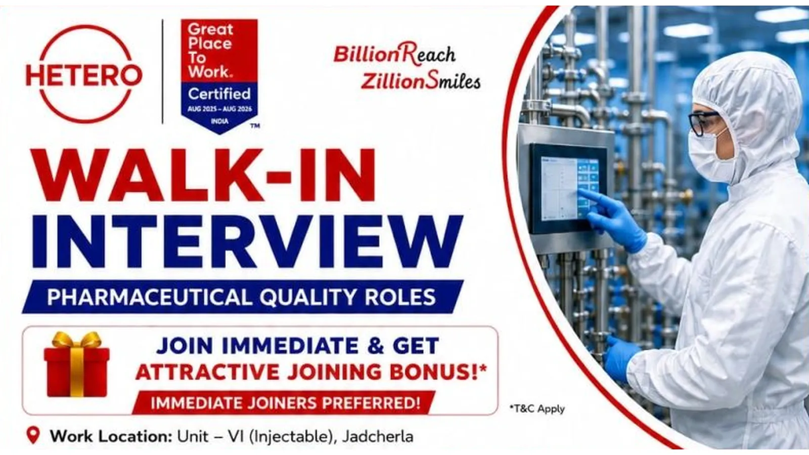 Interview for Pharmaceutical Quality Roles at Hetero