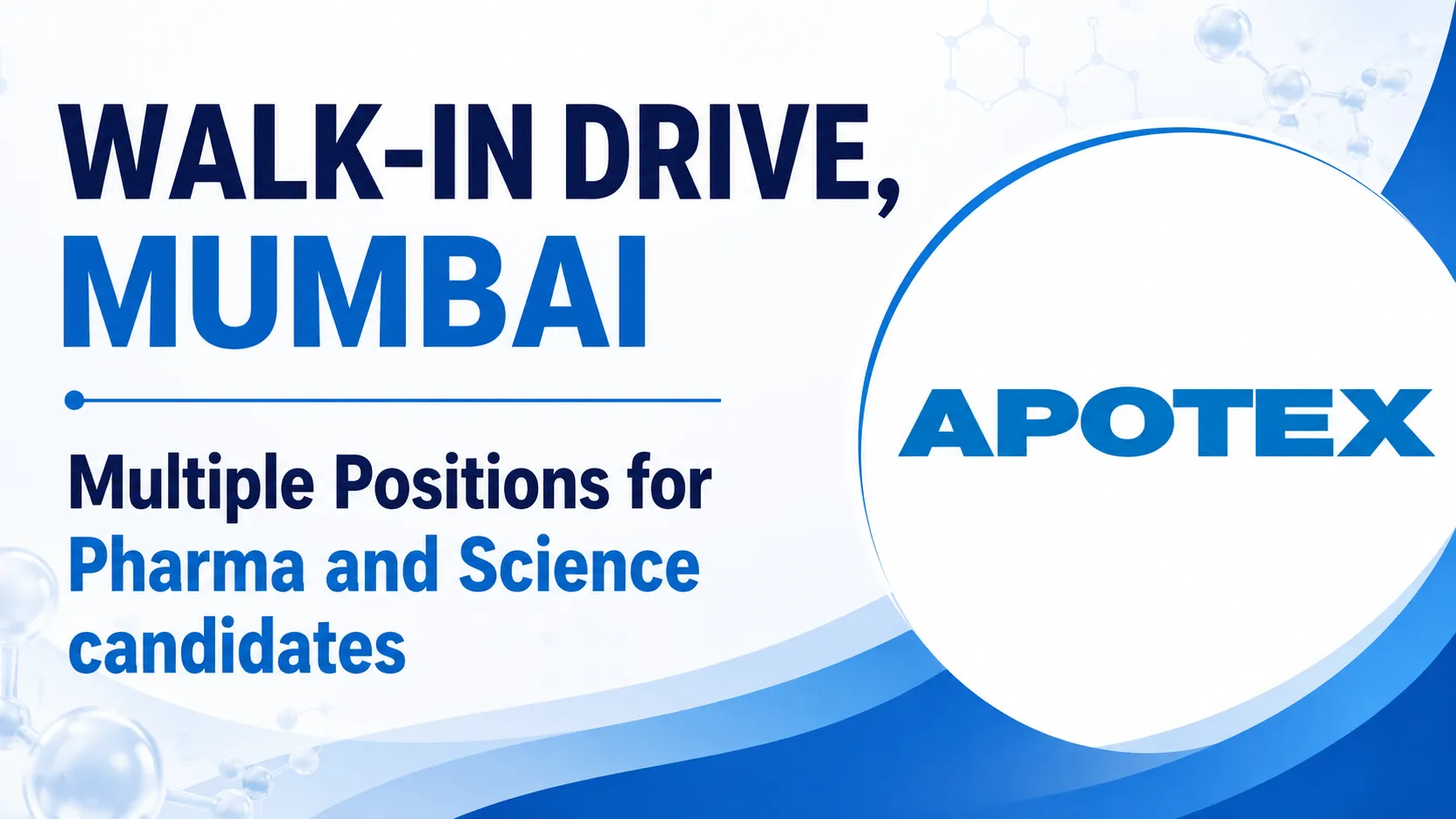 Multiple Positions for Pharma and Science candidates at Apotex Inc
