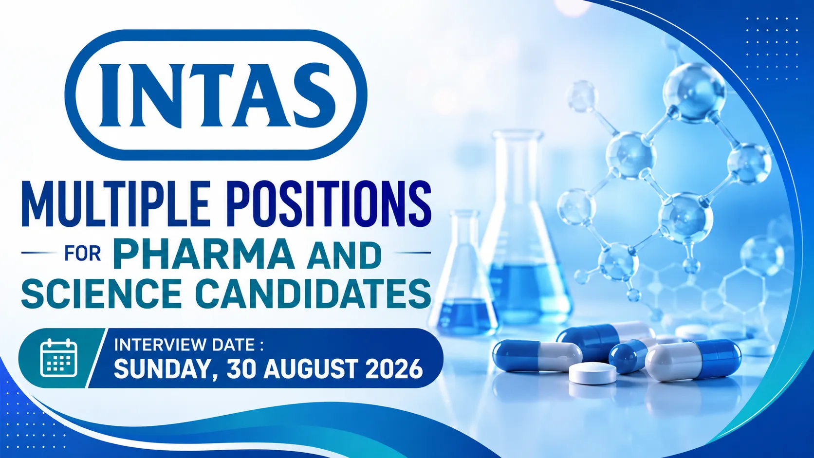 Multiple Positions for Pharma and Science candidates at Intas Pharma