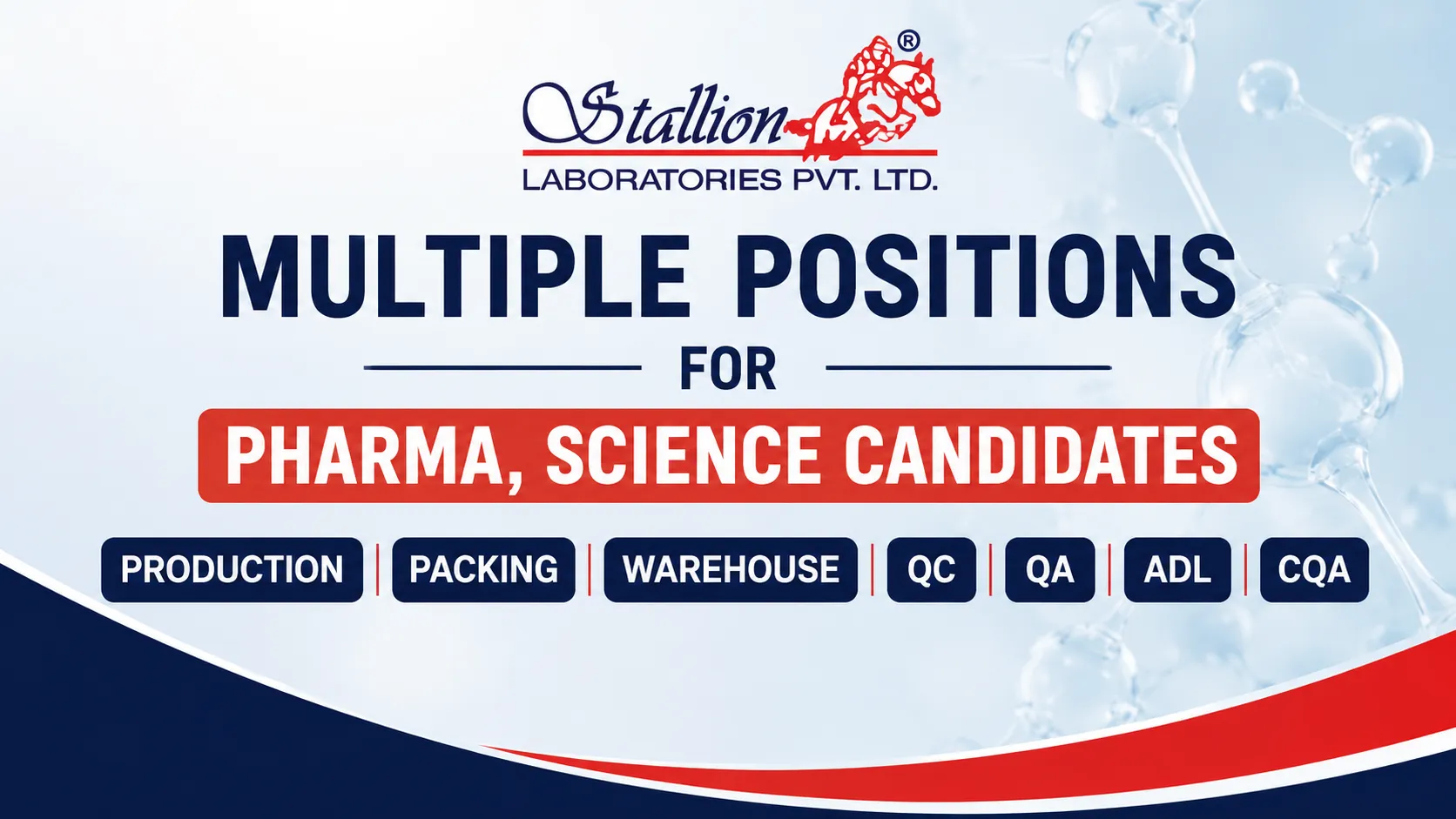 Multiple Positions for Pharma, Science candidates at Stallion Laboratories