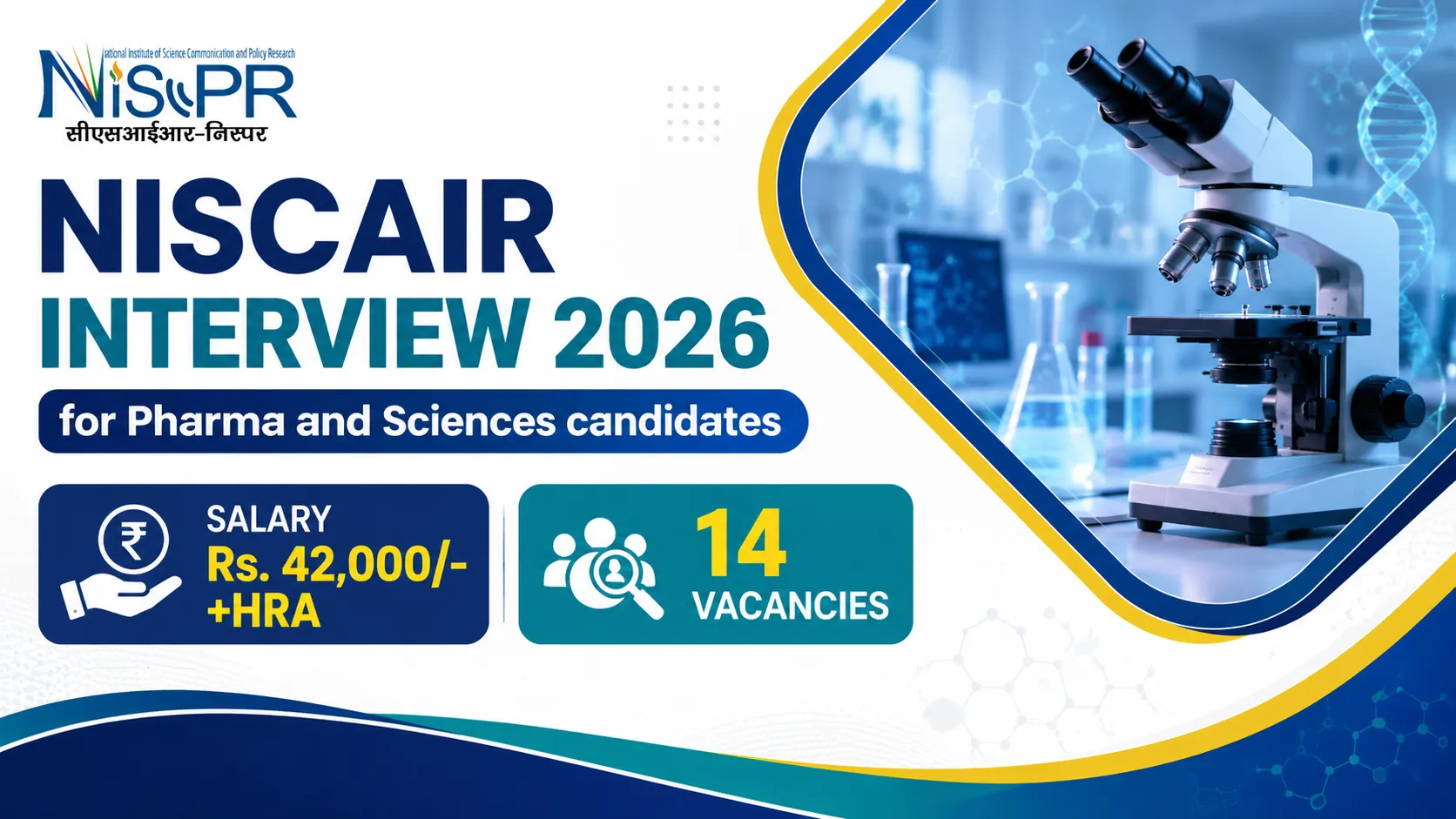 NISCAIR Interview 2026 for Pharma and Sciences candidates