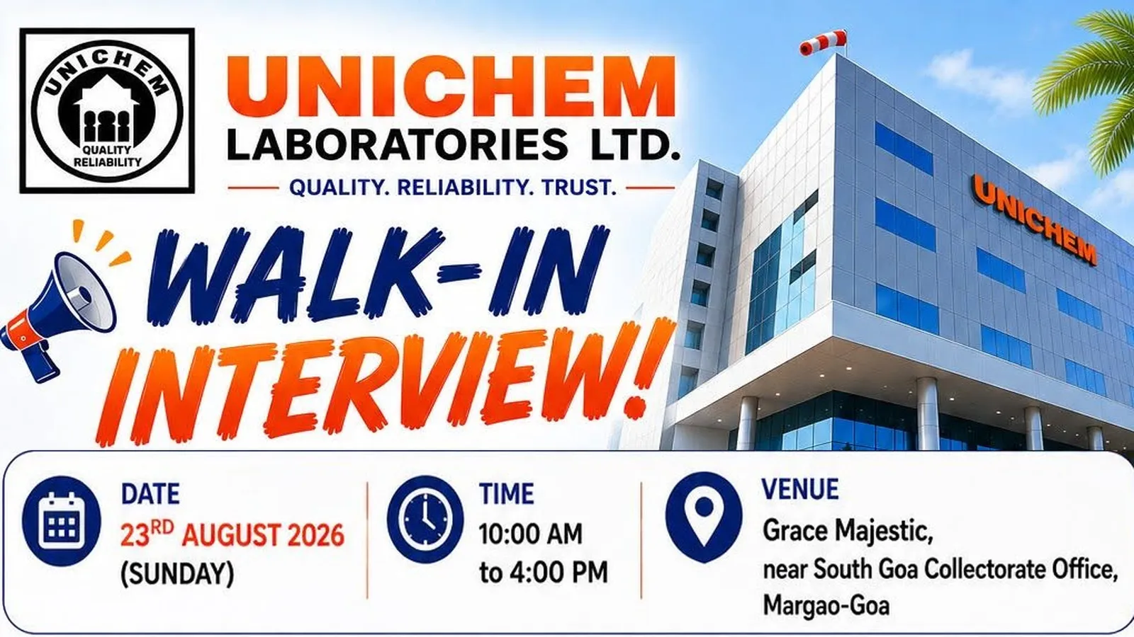 Openings for Pharma and Science candidates in QC, QA, Production at Unichem Laboratories