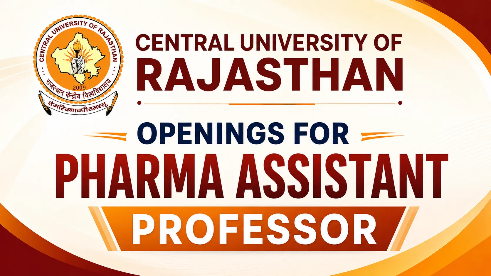 Openings for Pharma Assistant Professor at Central University of Rajasthan