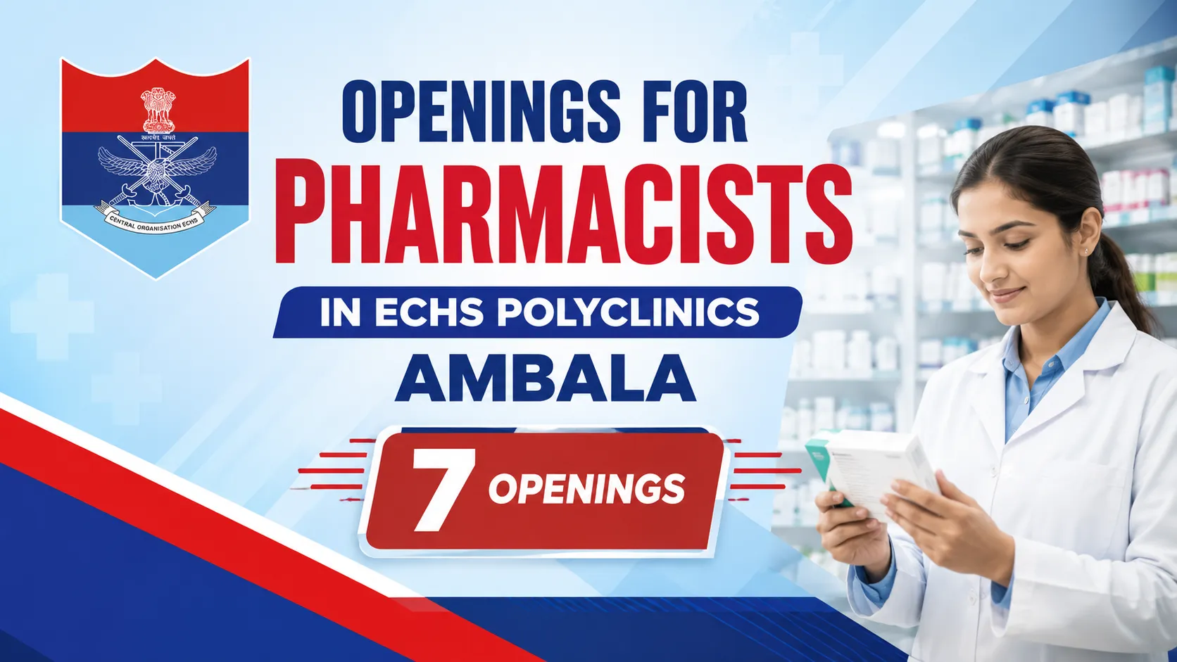 Openings for Pharmacists in ECHS Polyclinics Ambala