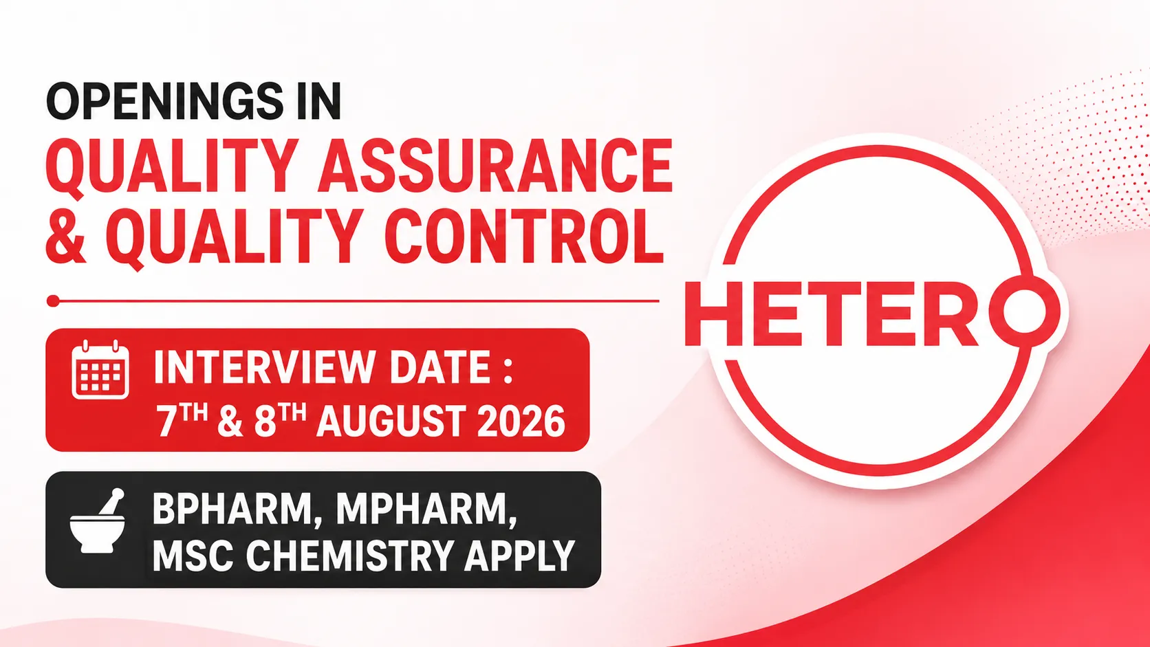 Openings in Quality Assurance and Quality Control at Hetero