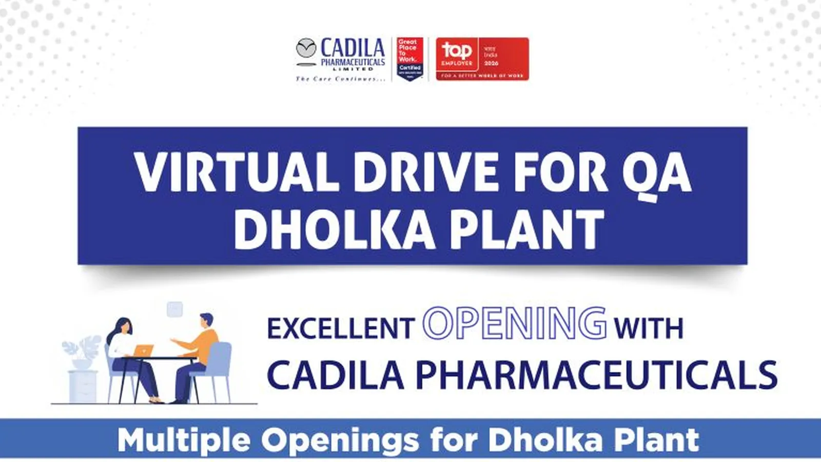 Openings in Quality Assurance at Cadila Pharmaceuticals