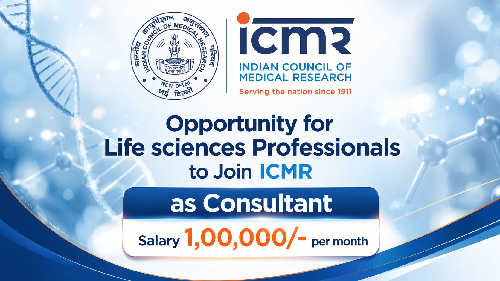 Opportunity for Life sciences Professionals to Join ICMR as Consultant
