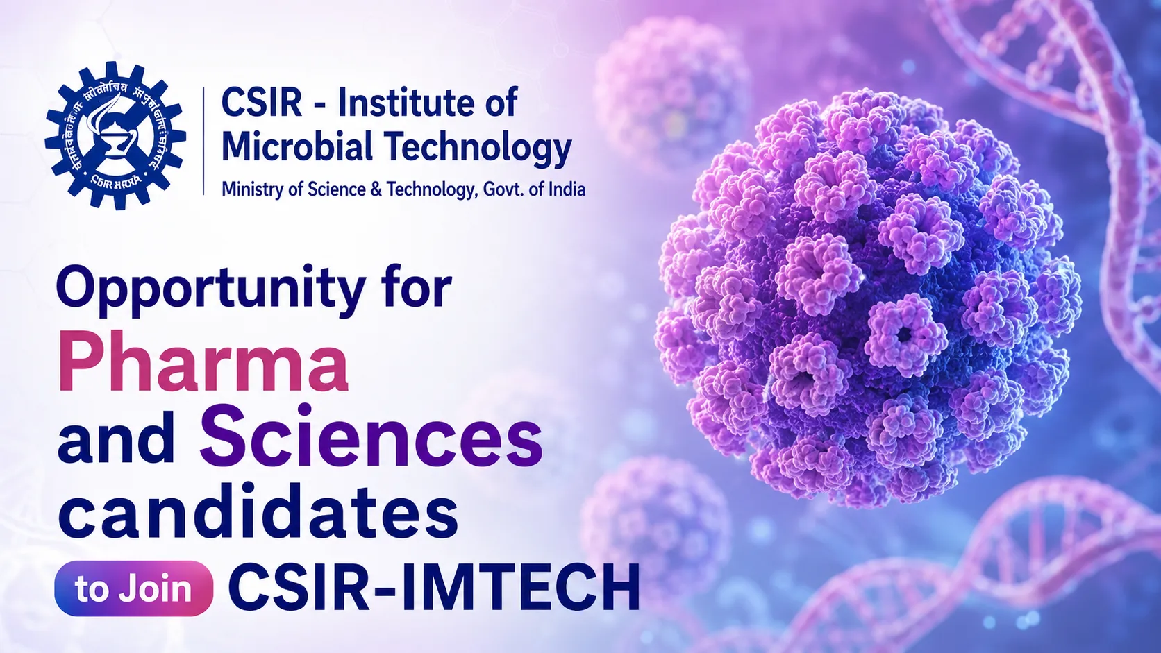 Opportunity for Pharma and Sciences candidates to Join CSIR-IMTECH