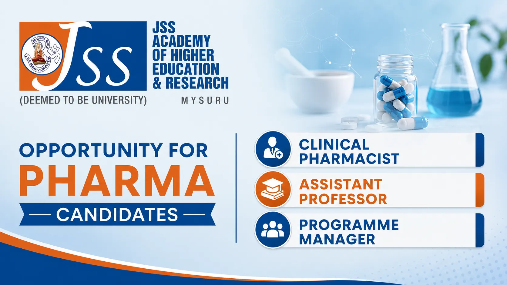 Opportunity for Pharma candidates to Join JSS College of Pharmacy