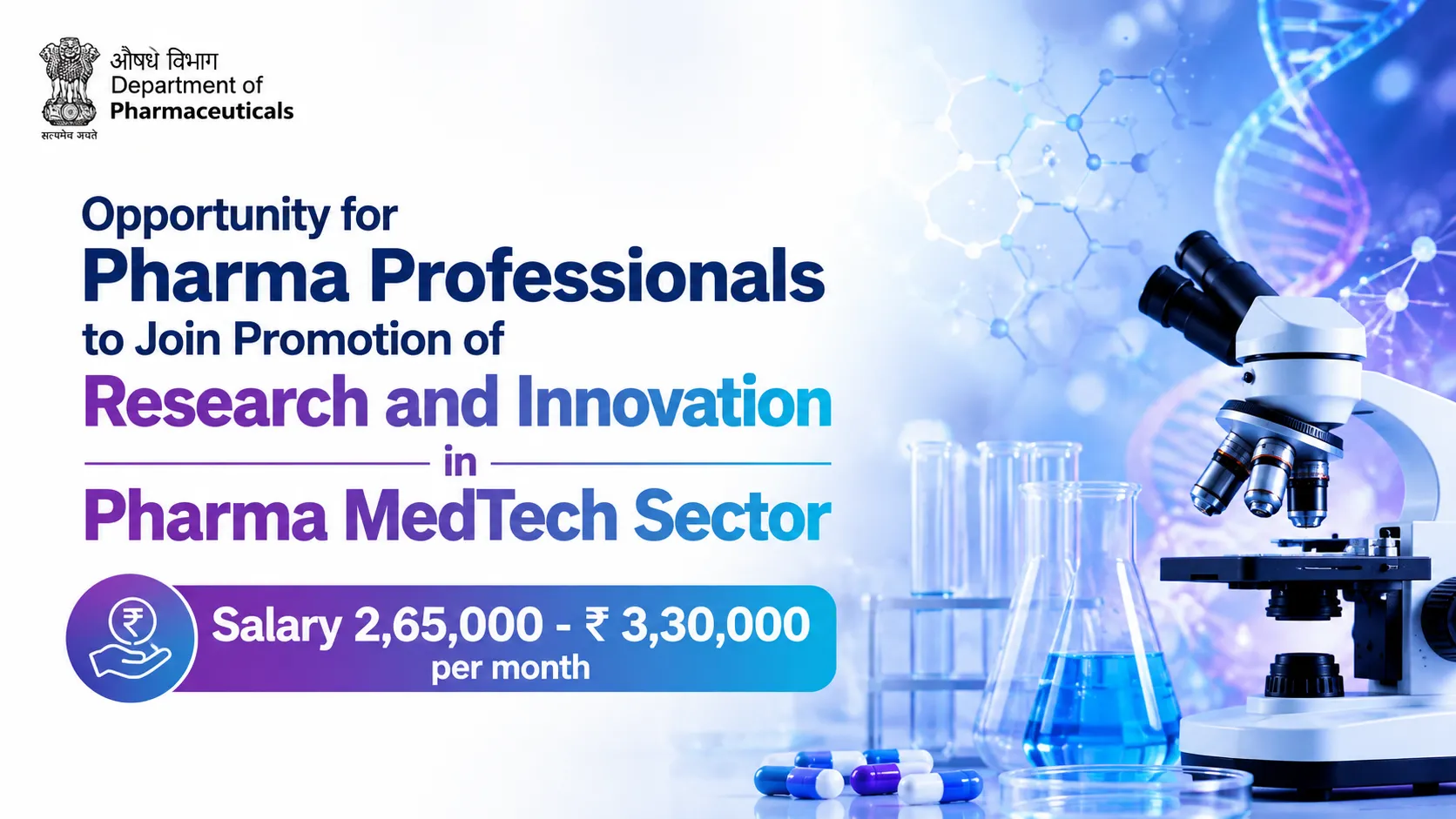 Opportunity for Pharma Professionals to Join Promotion of Research and Innovation in Pharma MedTech Sector