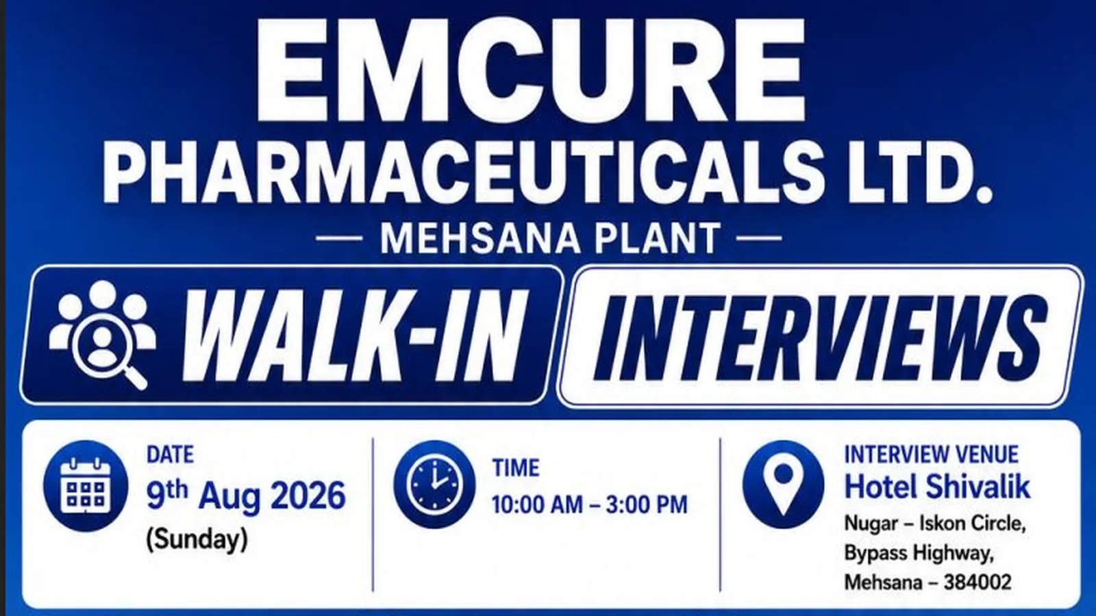 Pharma and Science Jobs in Multiple Department at Emcure Pharma