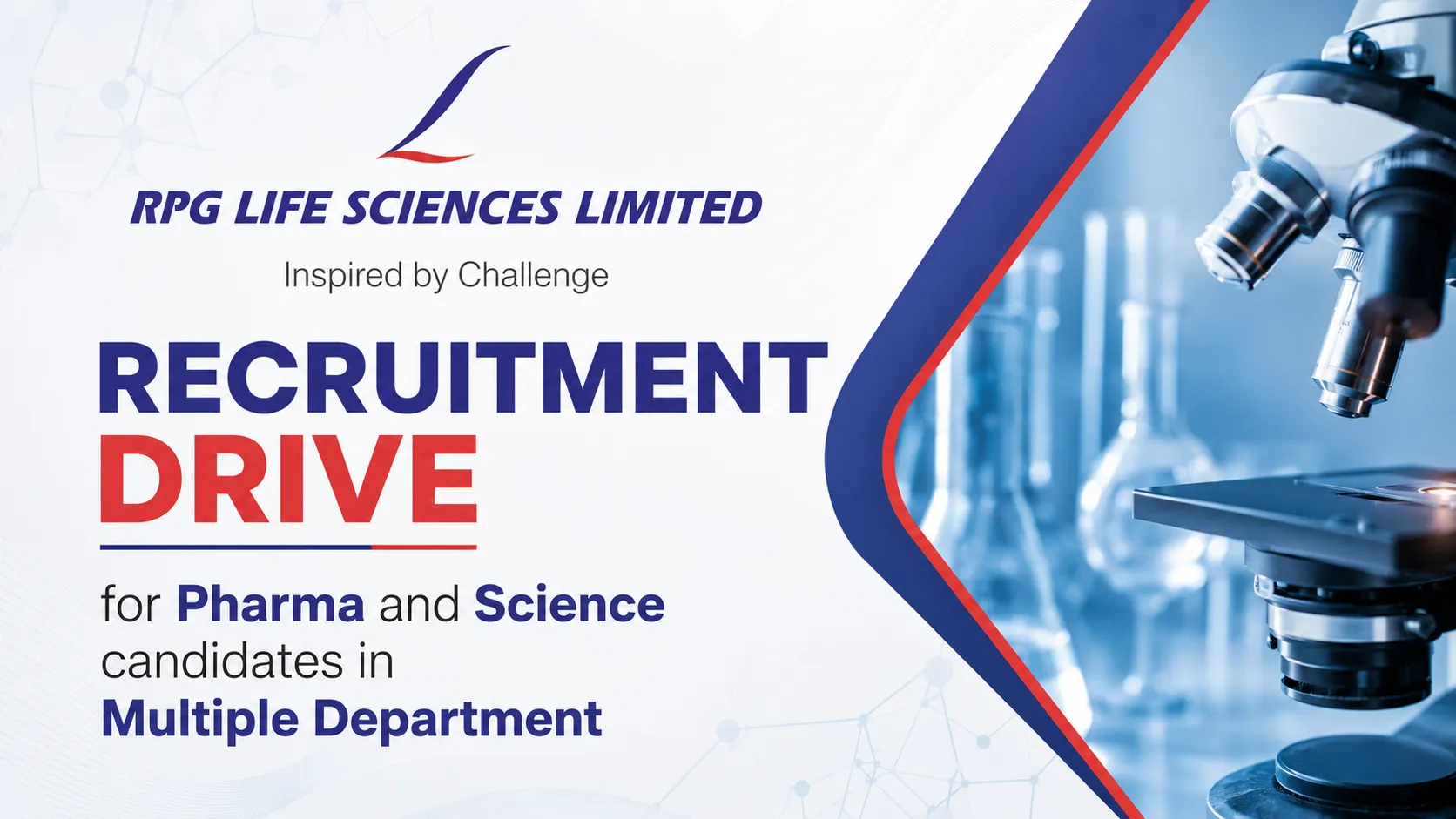 Recruitment Drive for Pharma and Science candidates in Multiple Department at RPG Life Sciences