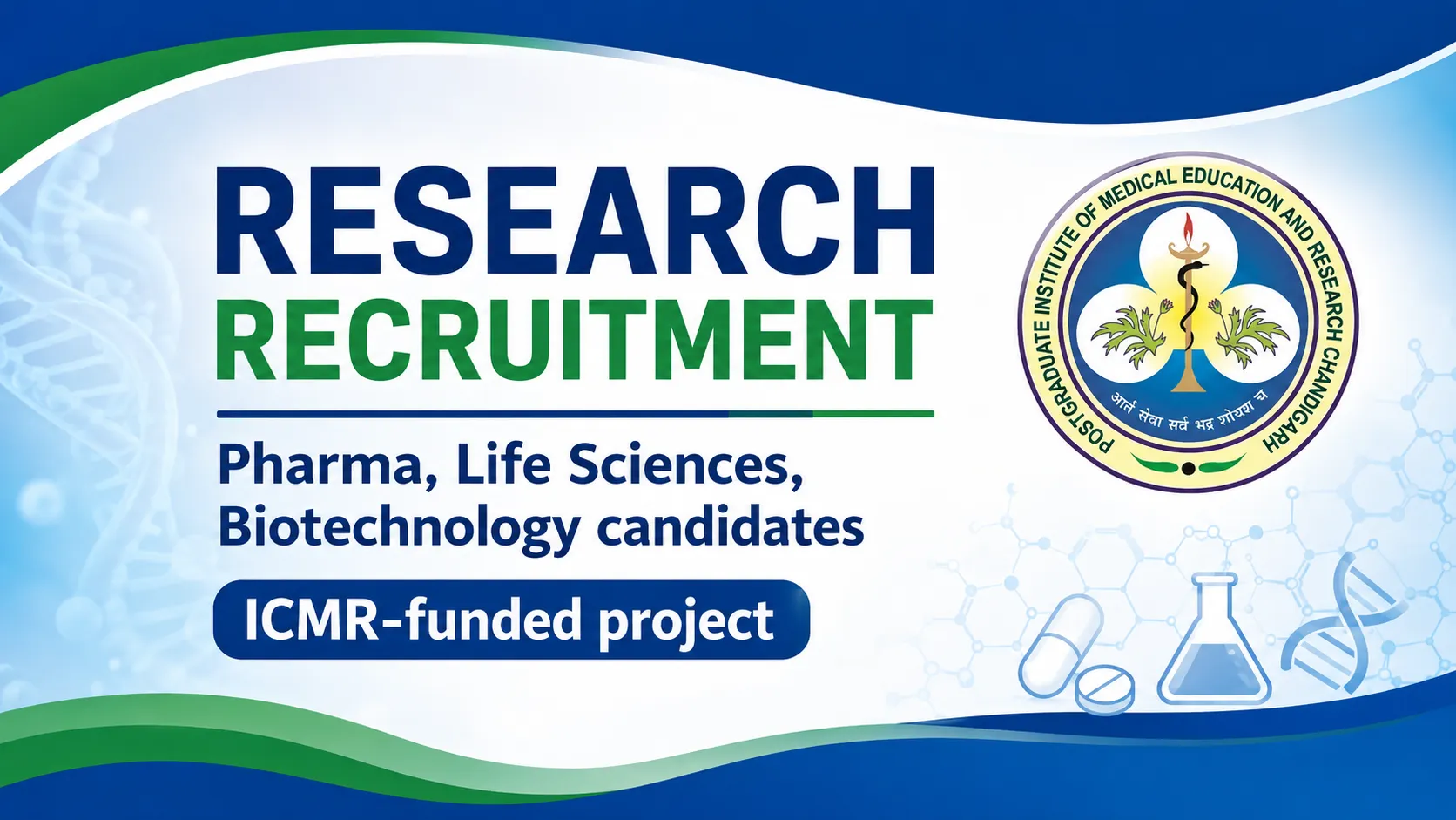 Research Recruitment for Pharma, Life Sciences, Biotechnology candidates at PGIMER