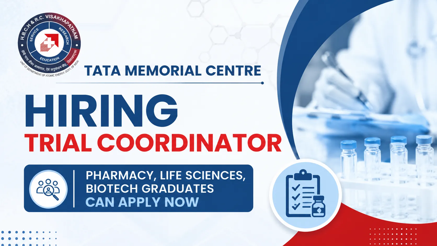 Tata Memorial Centre hiring Trial Coordinator