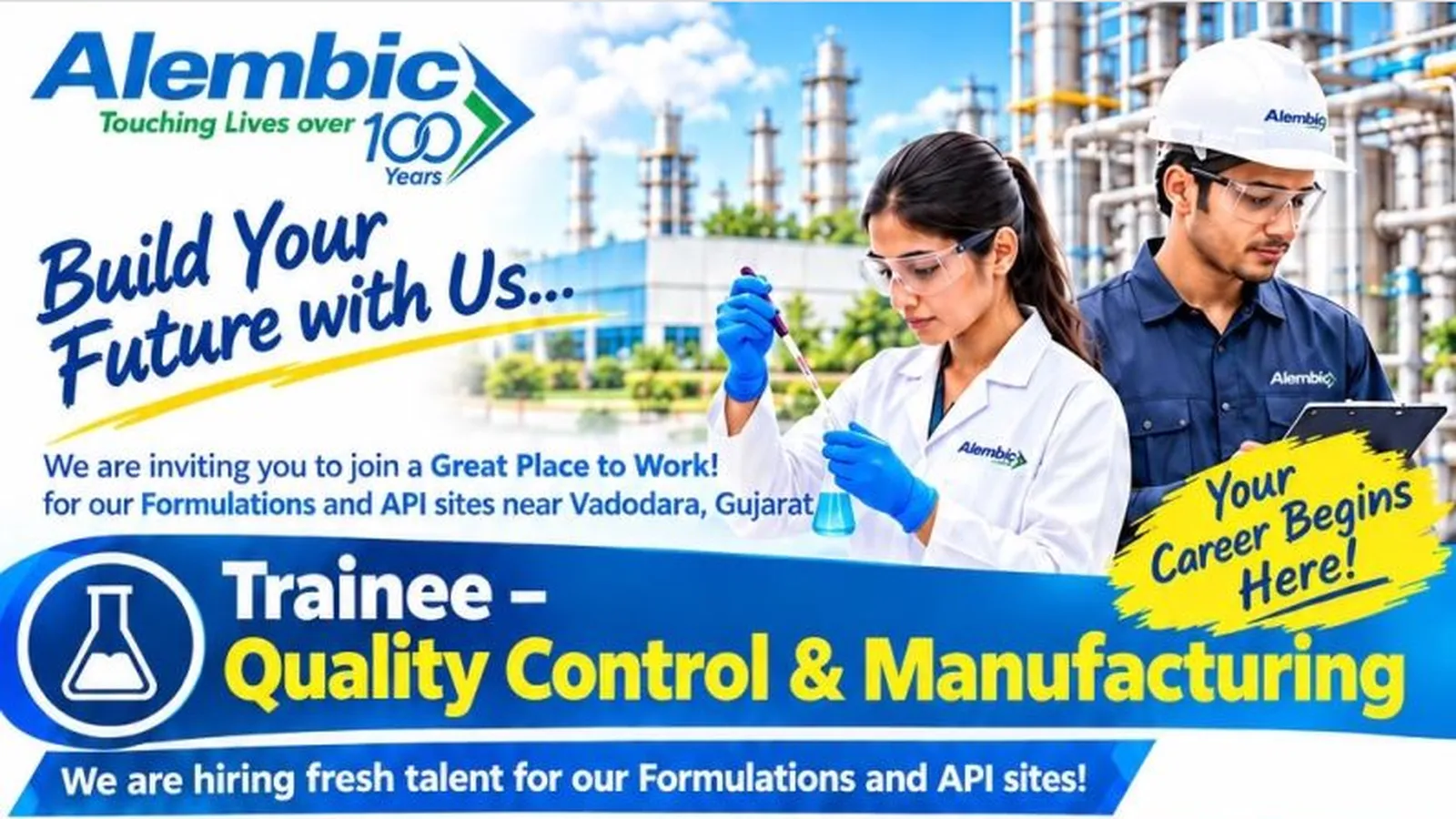 Alembic Pharma Hiring Quality Control & Manufacturing Trainee