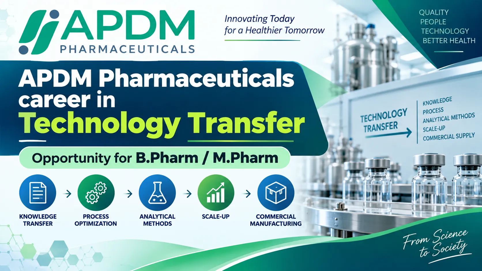 APDM Pharmaceuticals career in Technology Transfer | Opportunity for B.Pharm / M.Pharm