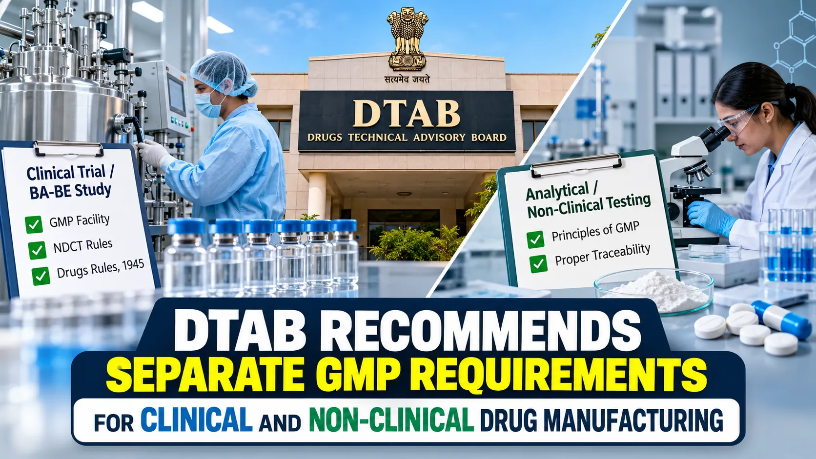DTAB Recommends Separate GMP Requirements for Clinical and Non-Clinical Drug Manufacturing