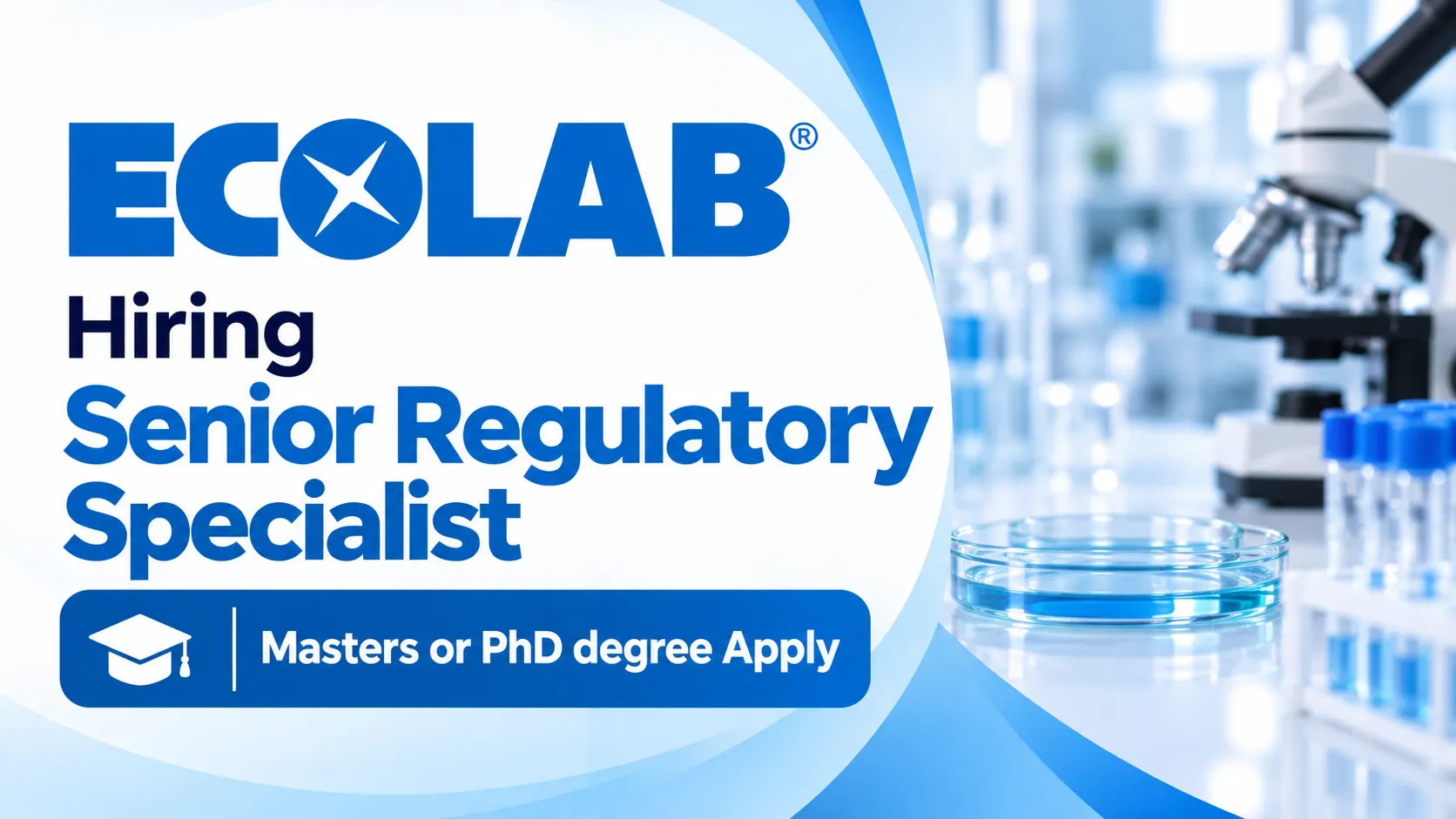 Ecolab Hiring Senior Regulatory Specialist