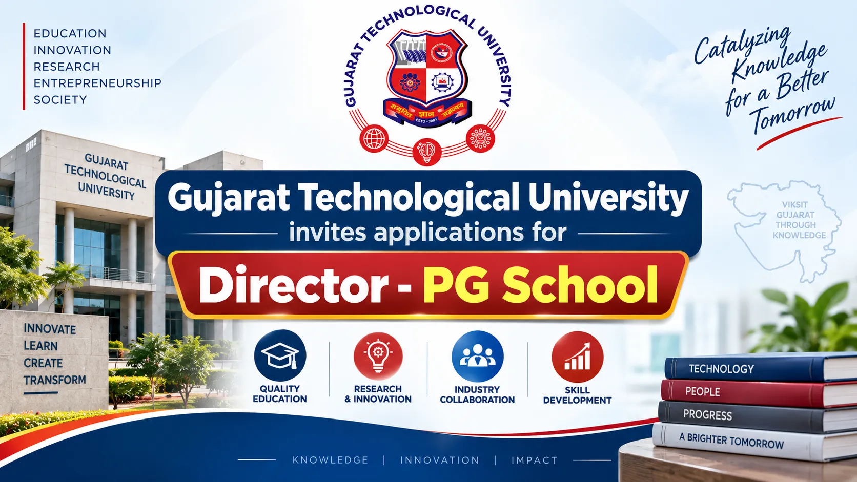 Gujarat Technological University invites applications for Director - PG School
