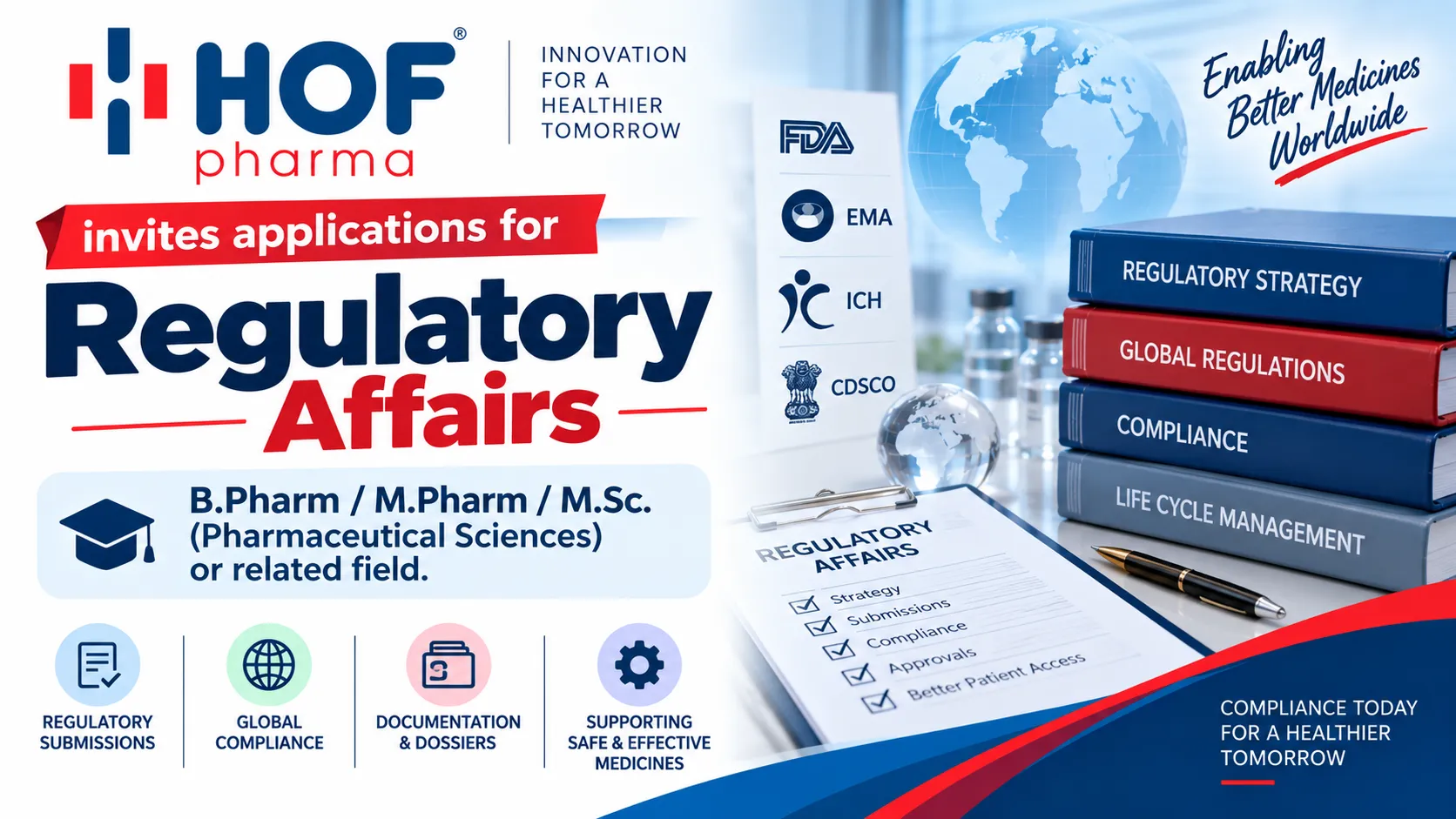 HOF Pharmaceuticals invites applications for Regulatory Affairs - Senior Executive