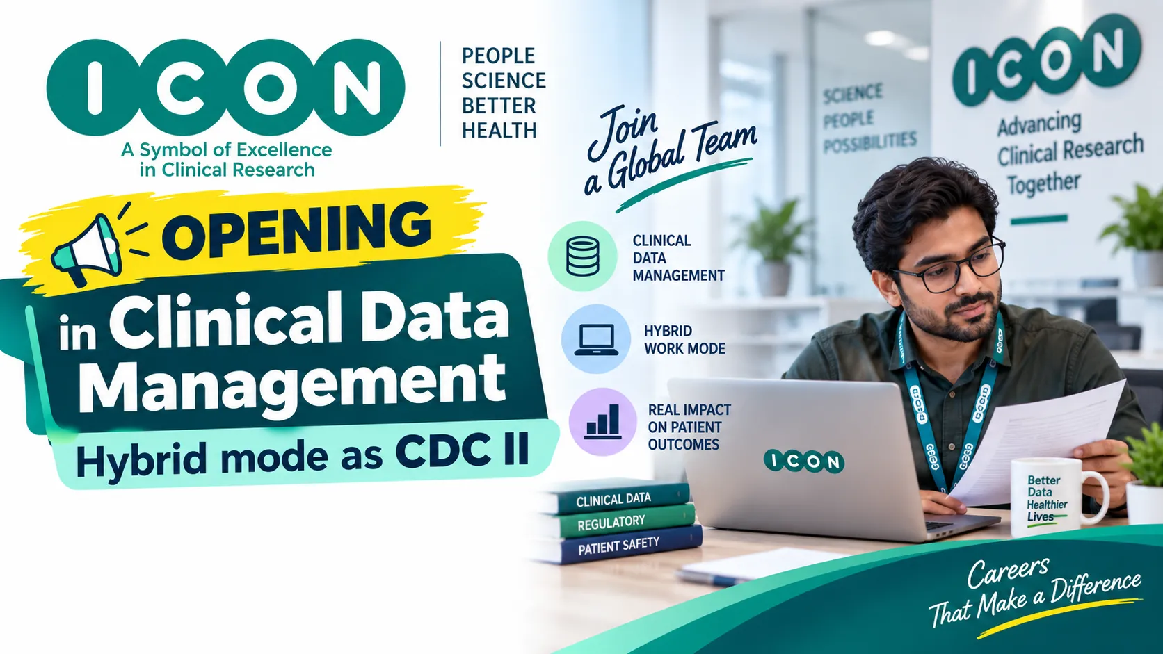 ICON opening in Clinical Data Management, Hybrid mode as CDC II