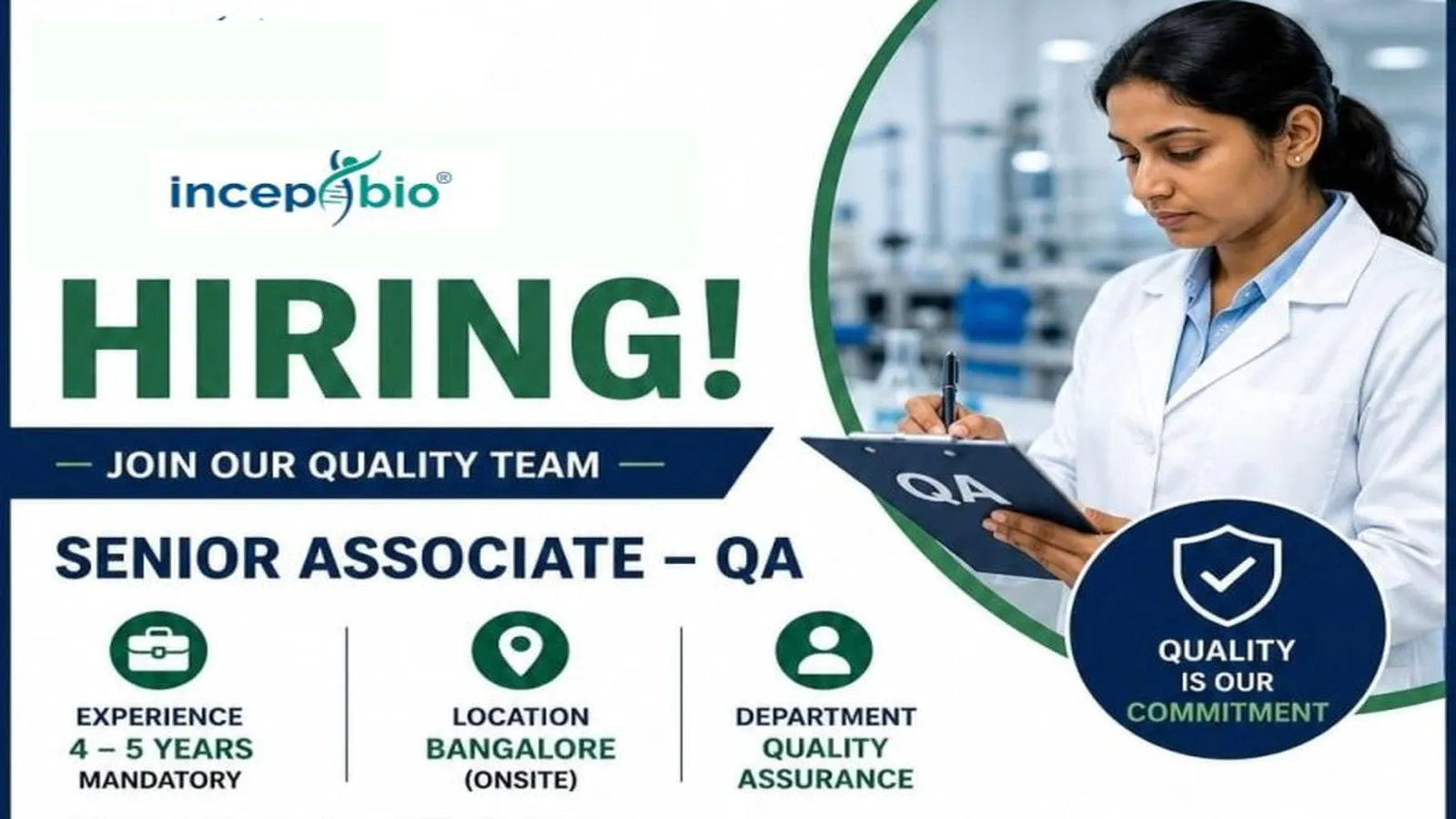 Incepbio Hiring QA Senior Associate