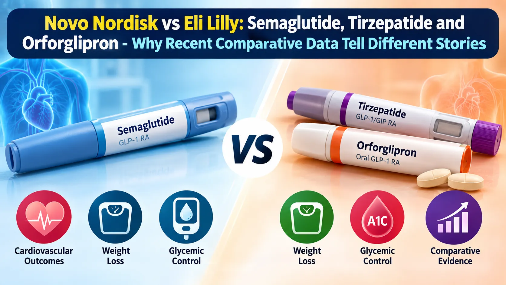 Novo Nordisk vs Eli Lilly: Semaglutide, Tirzepatide and Orforglipron - Why Recent Comparative Data Tell Different Stories