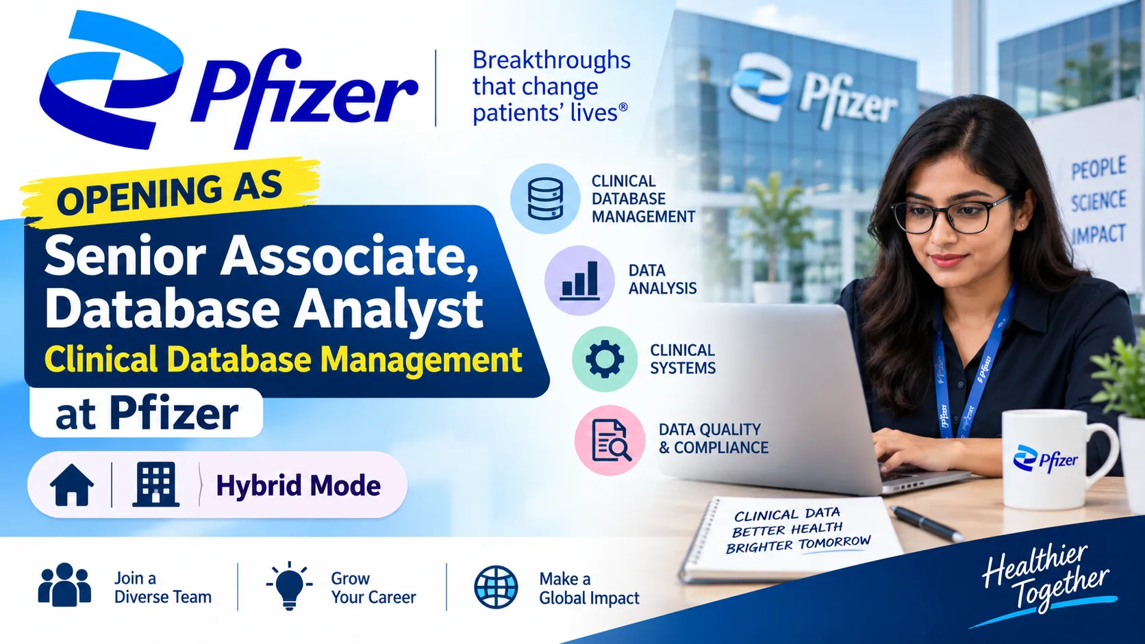 Opening as Senior Associate, Database Analyst, Clinical Database Management at Pfizer - Hybrid mode