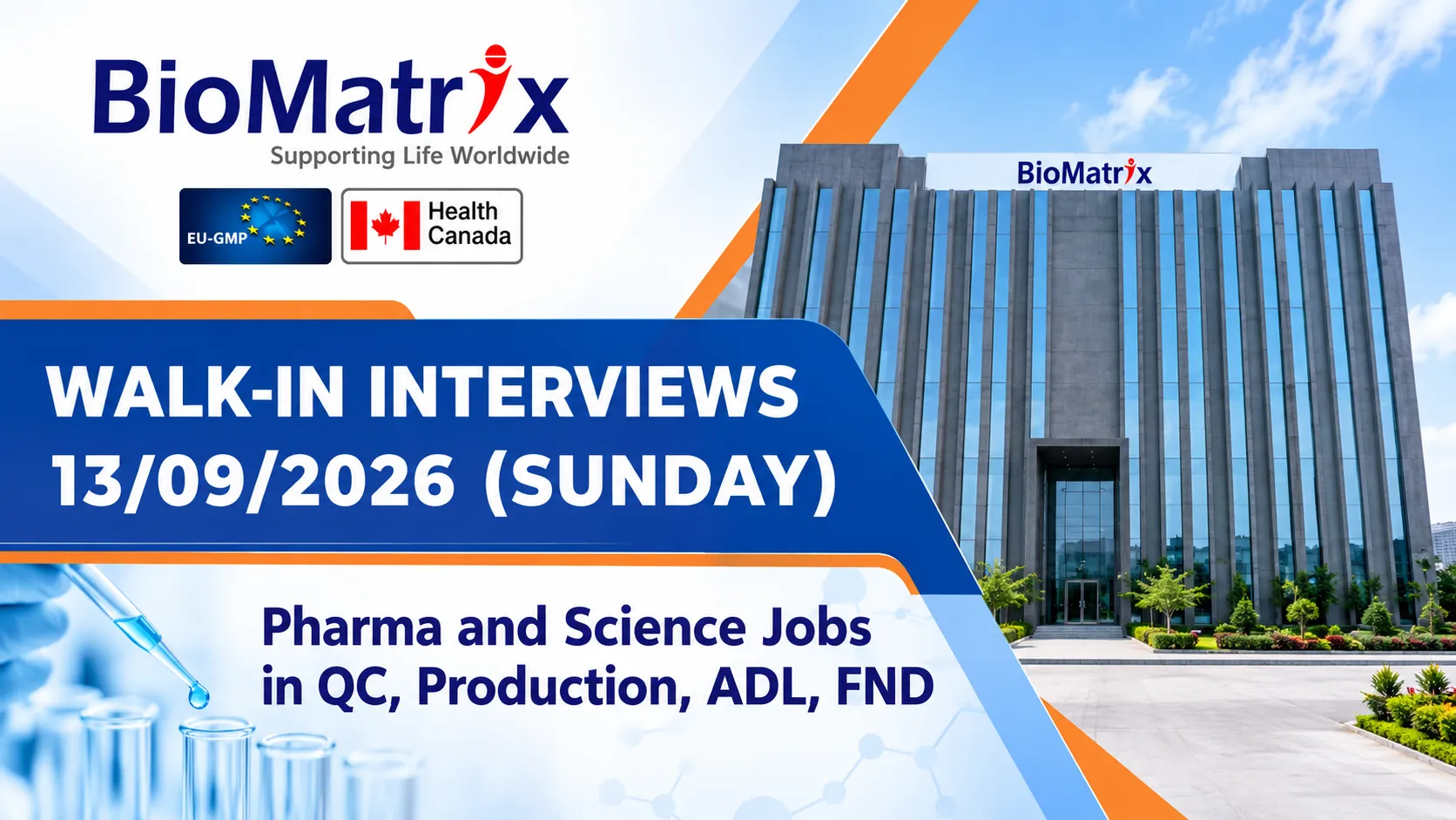 Pharma and Science Jobs in QC, Production, ADL, FND at BioMatrix Healthcare
