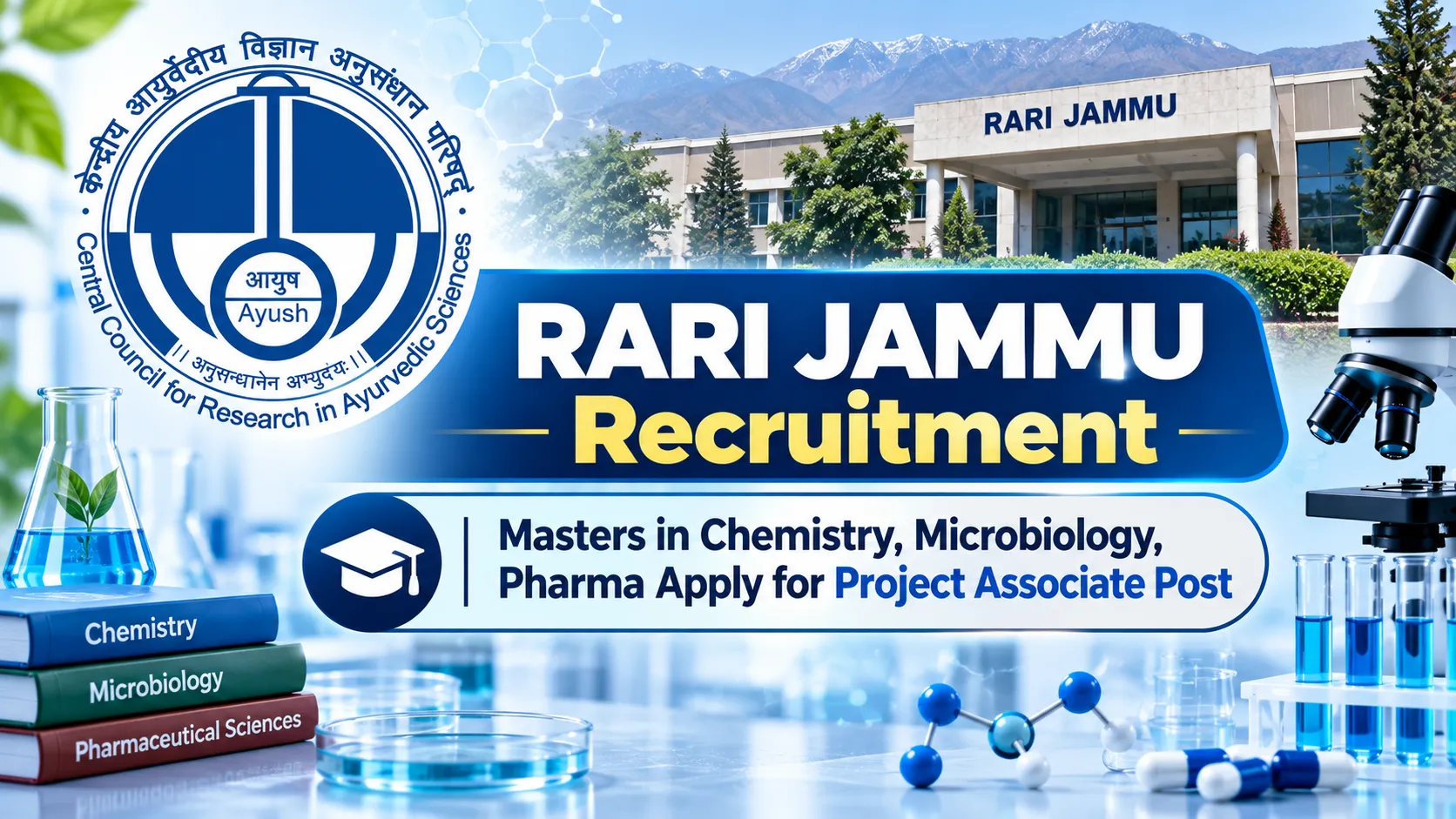 RARI JAMMU Recruitment - Masters in Chemistry, Microbiology, Pharma Apply for Project Associate Post