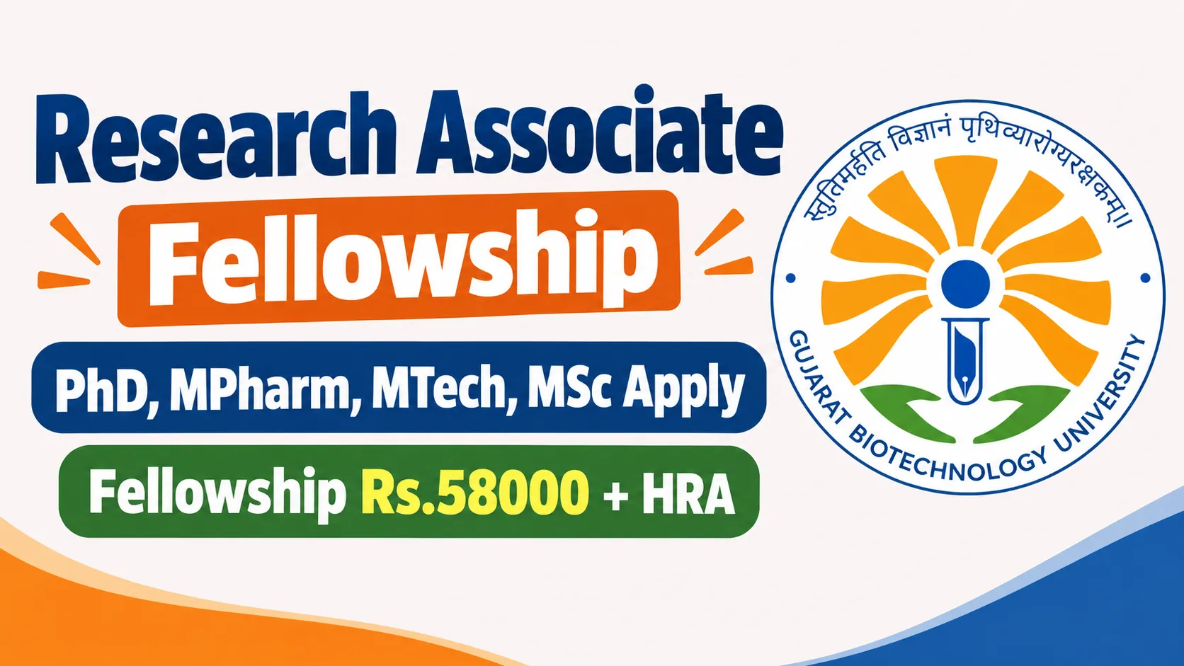 Research Associate Fellowship at Gujarat Biotechnology University