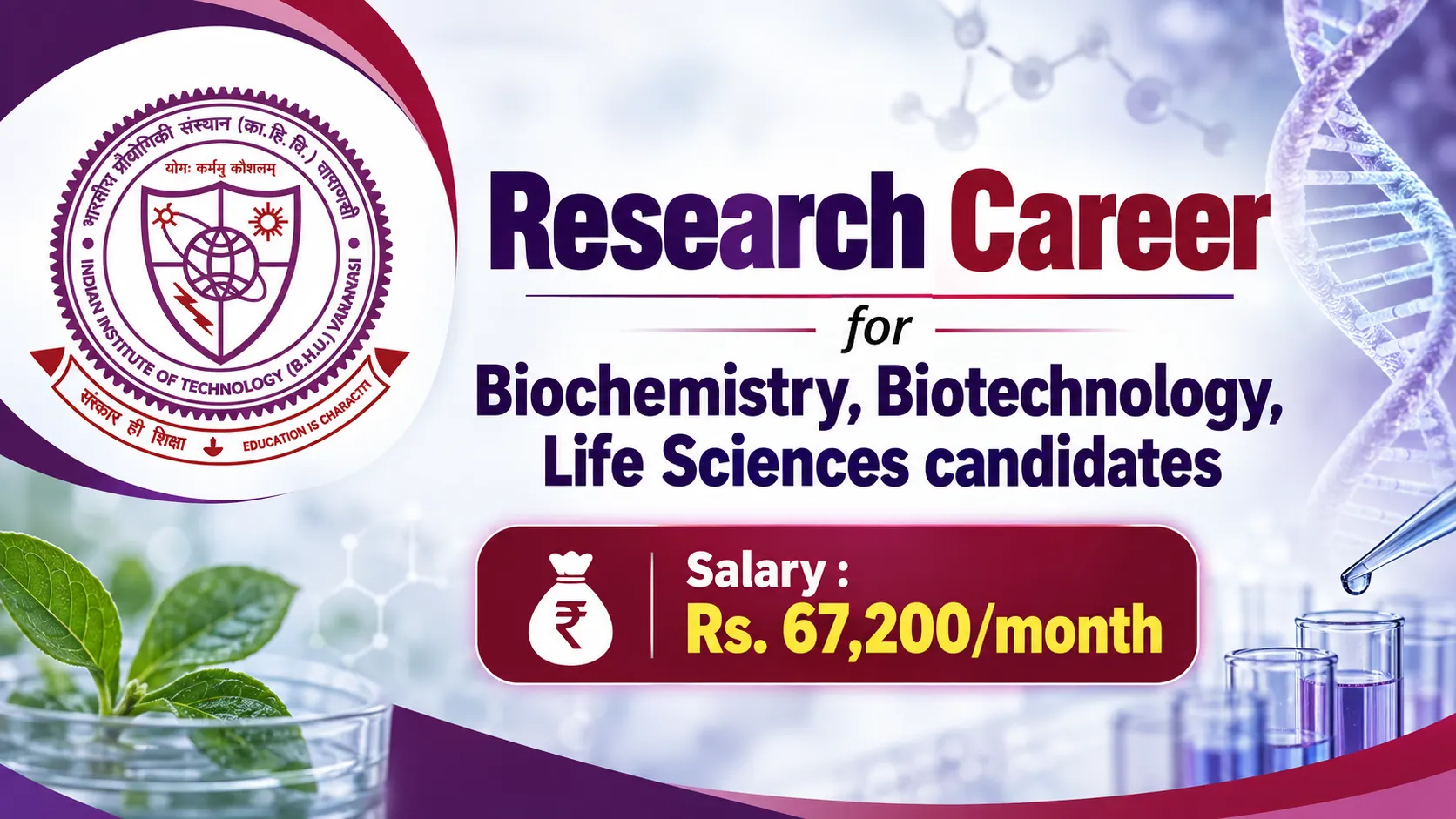 Research Career for Biochemistry, Biotechnology, Life Sciences candidates at Banaras Hindu University
