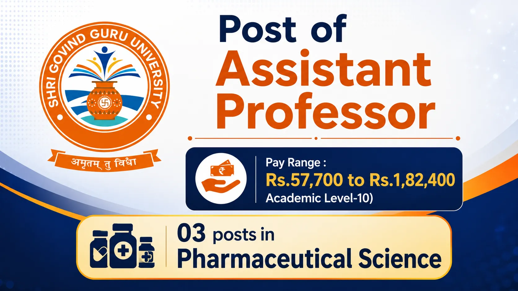 Shri Govind Guru University invites online applications for the post of Assistant Professor